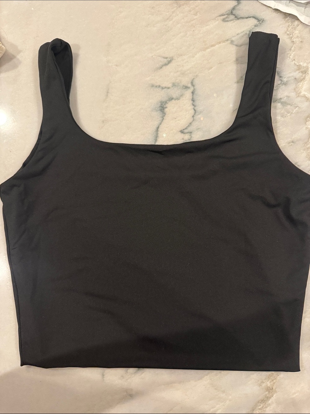 Black Square Neck Crop Tank